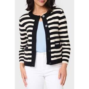 NEW SANCTUARY knitted jacket in chalk and black stripe